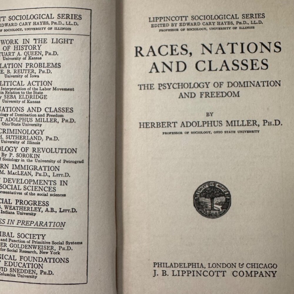 Races Nations And Classes Herbert Adolphus Miller PhD Lippincott 1924 sociology - Picture 6 of 16